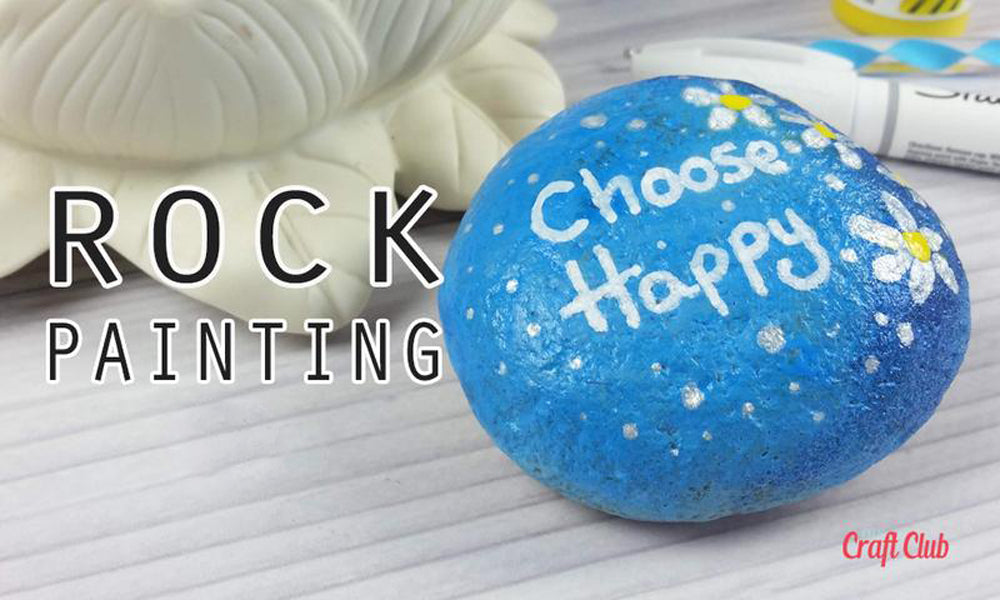 Blue Rock Painting Tutorial With Acrylic Paints & Paint Pens - DIY ...