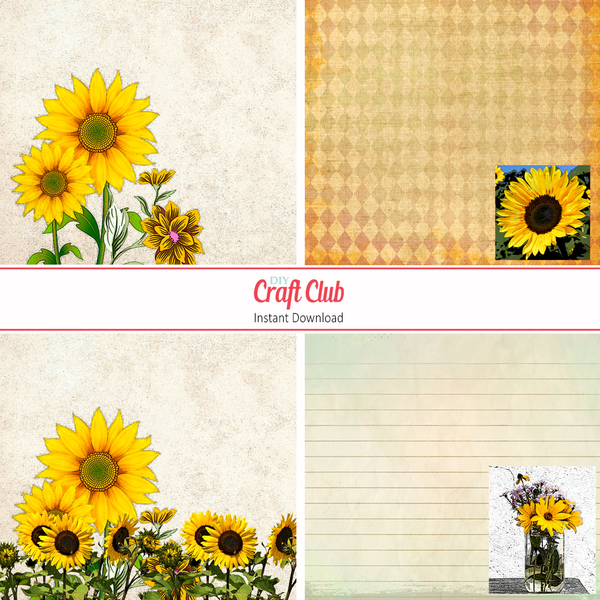 Free Printable Sunflower Digital Paper Bundle - DIY Craft Club