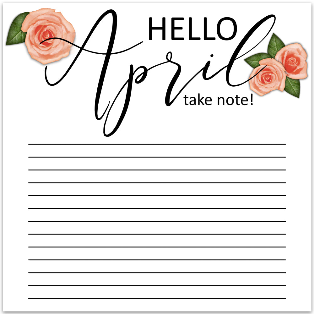 Hello April printable paper with lines