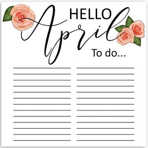 hello April printable paper with lines to do list