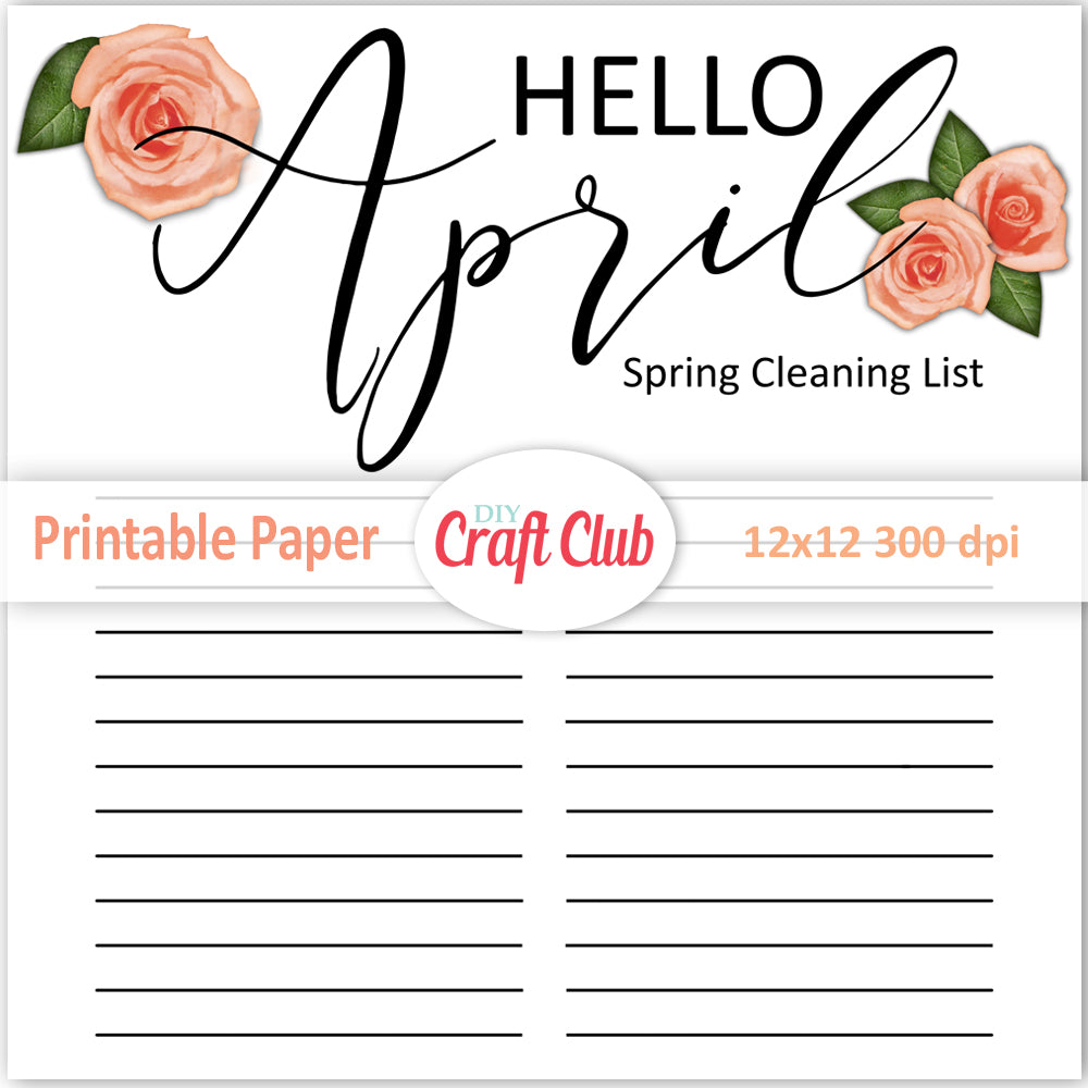 lined paper to print spring cleaning list April