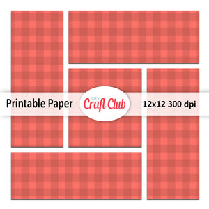plaid coral paper to print