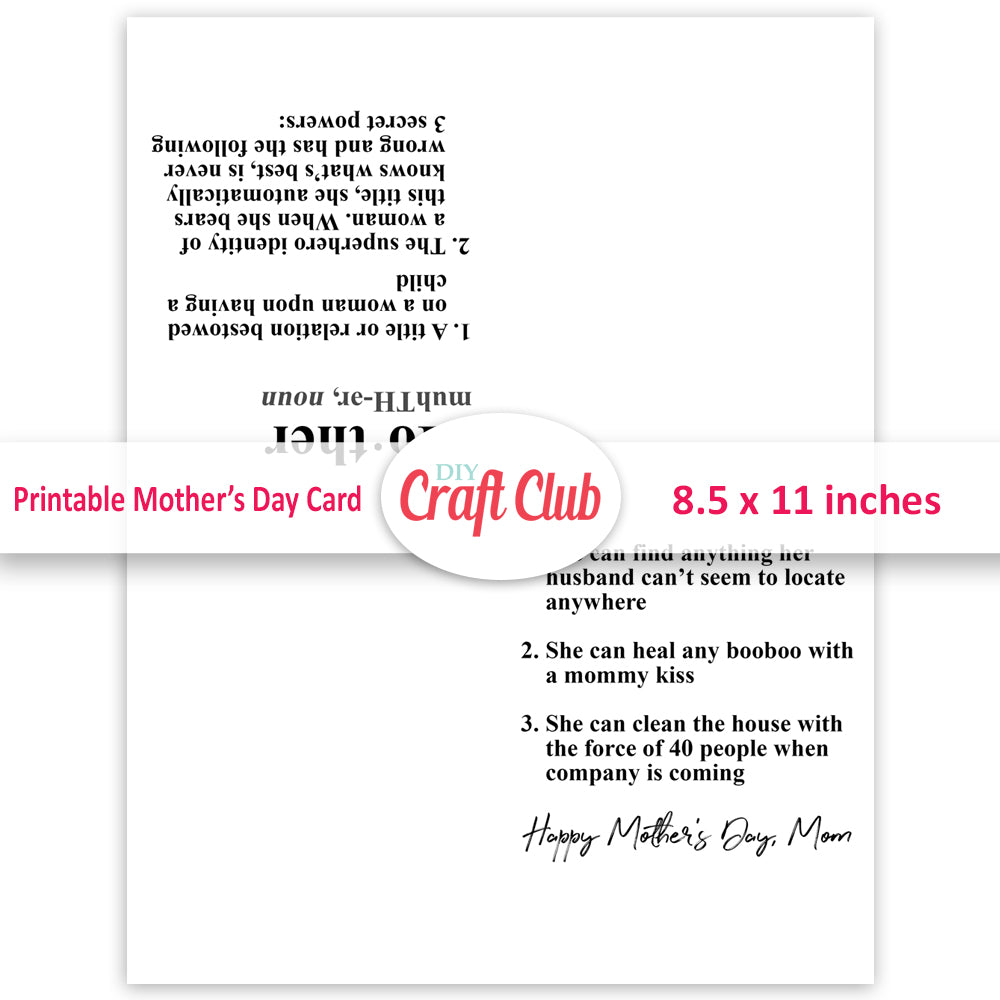 free mother's day printable card