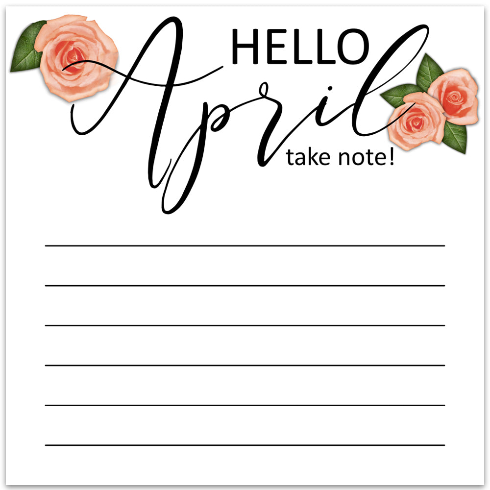 Hello April printable paper with lines