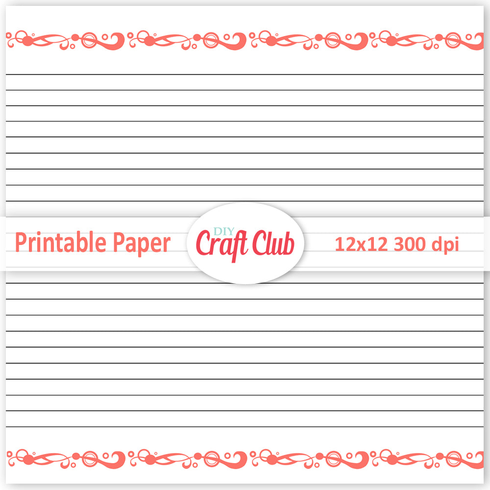 Printable Lined Paper | Digital Download - DIY Craft Club