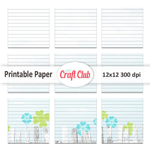 Lined floral printable tags for junk journals